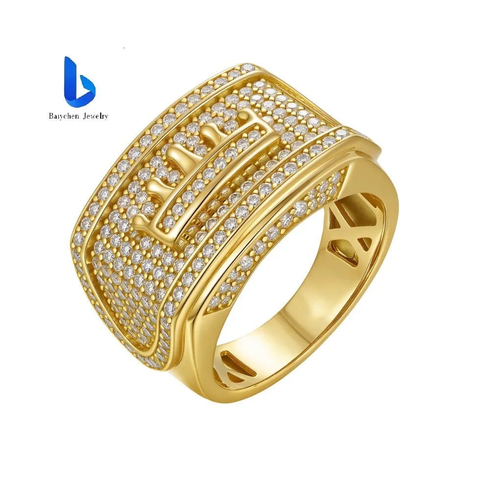 Iced Out Moissanite Wedding Band – 18K Gold Plated, 925 Silver - DB Diamonds