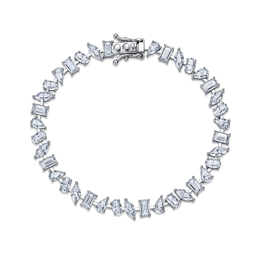 Mixed Cut Moissanite Tennis Bracelet – S925 Sterling Silver - DB Diamonds