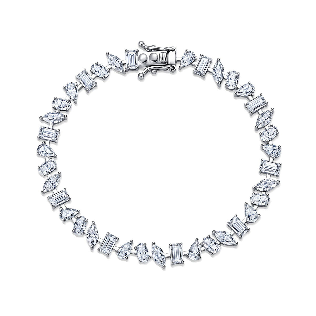 Mixed Cut Moissanite Tennis Bracelet – S925 Sterling Silver - DB Diamonds