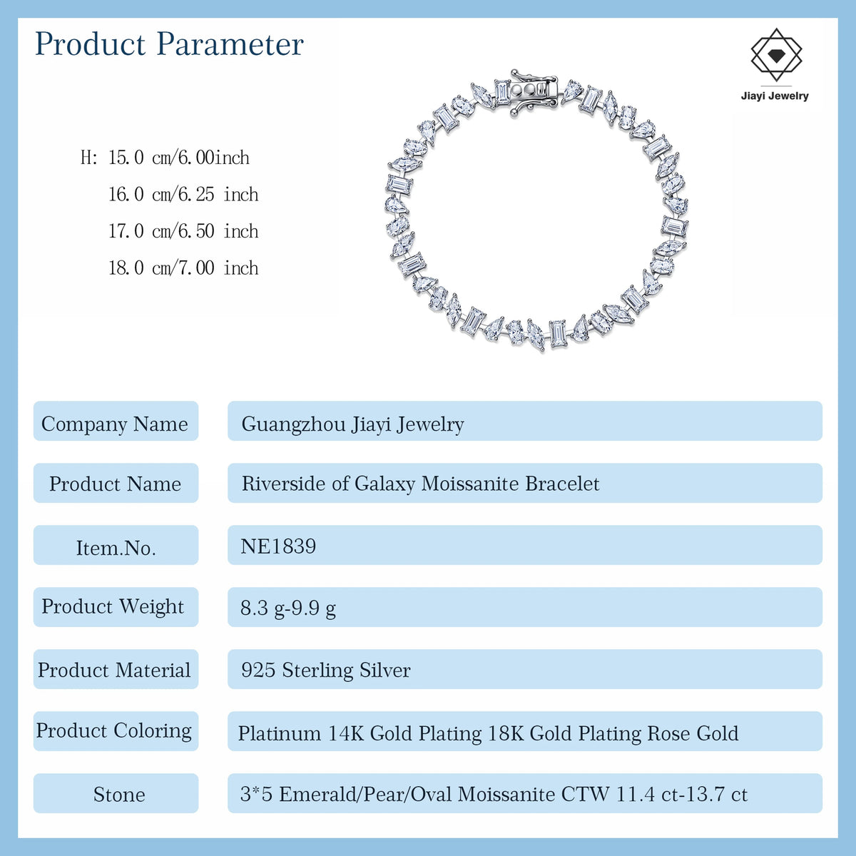 Mixed Cut Moissanite Tennis Bracelet – S925 Sterling Silver - DB Diamonds