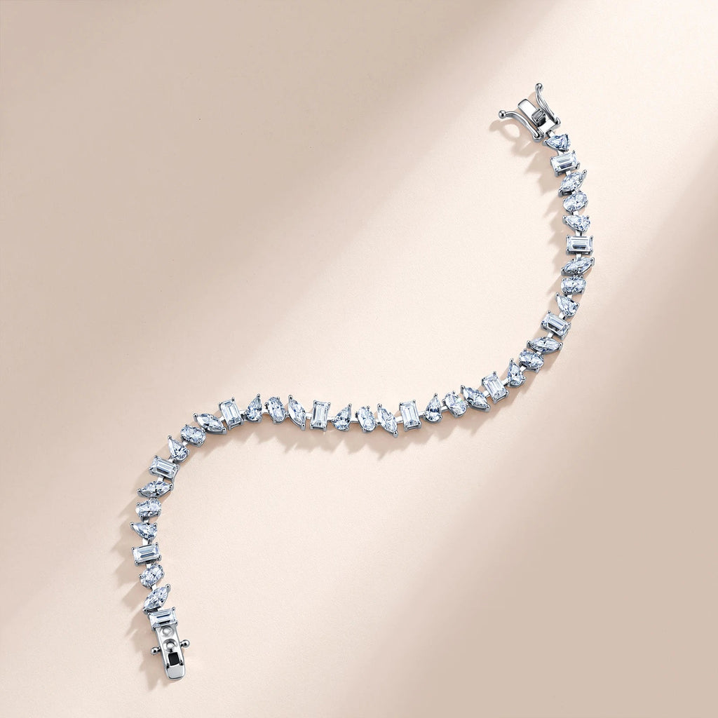 Mixed Cut Moissanite Tennis Bracelet – S925 Sterling Silver - DB Diamonds