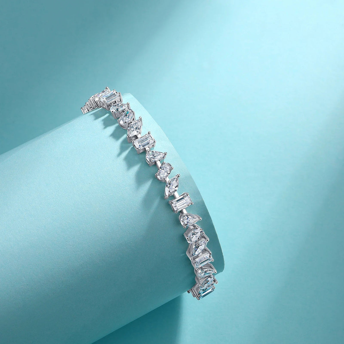 Mixed Cut Moissanite Tennis Bracelet – S925 Sterling Silver - DB Diamonds