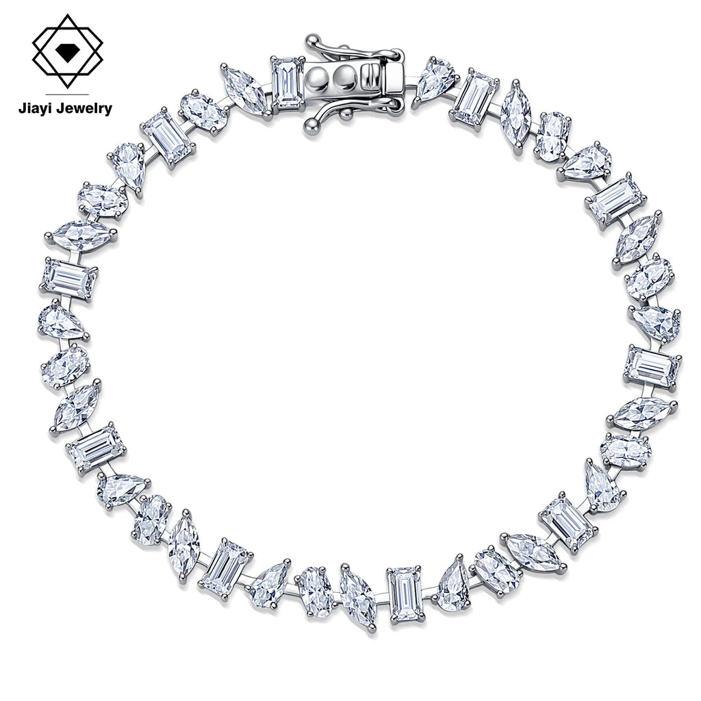 Mixed Cut Moissanite Tennis Bracelet – S925 Sterling Silver - DB Diamonds