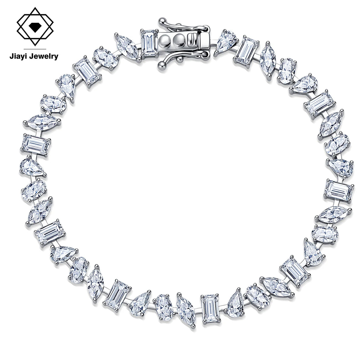 Mixed Cut Moissanite Tennis Bracelet – S925 Sterling Silver - DB Diamonds