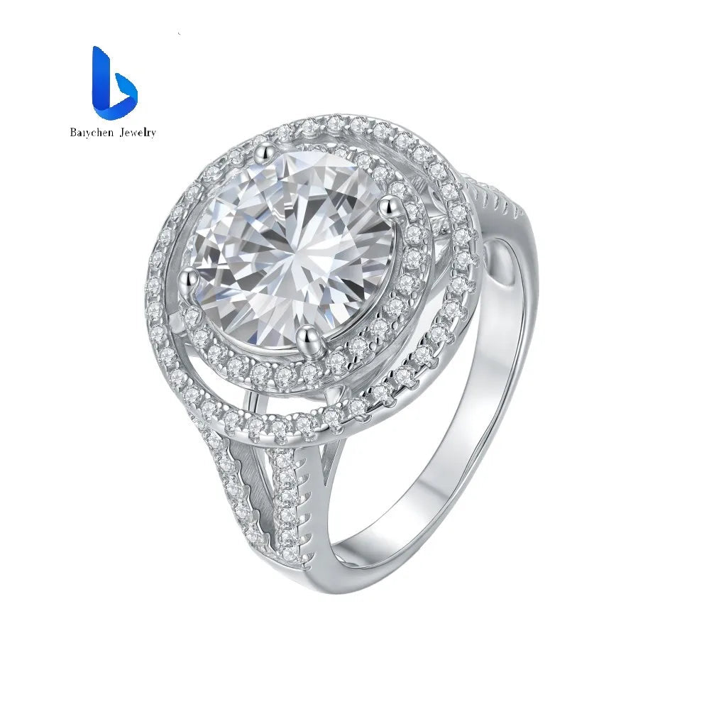 Moissanite Engagement Ring – 925 Sterling Silver, Non-Tarnish - DB Diamonds