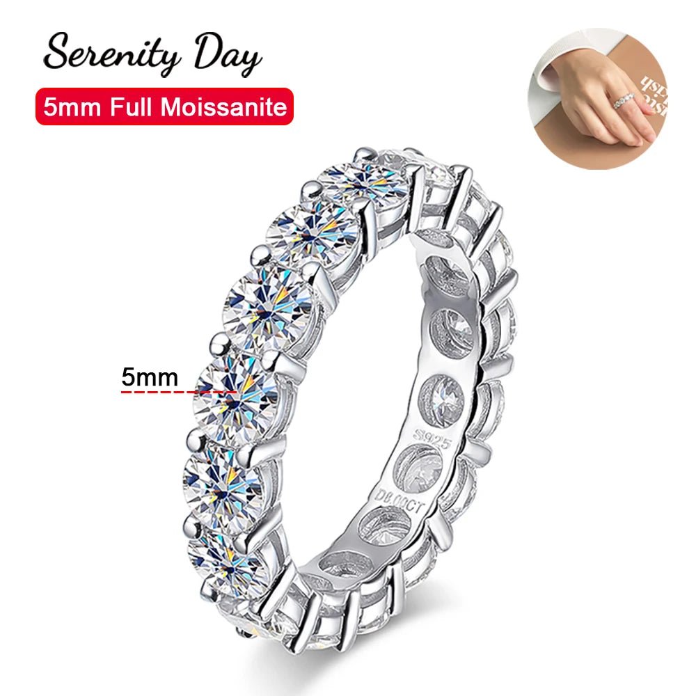 Moissanite Eternity Ring – 925 Silver, 18K Gold Plated, D Color - DB Diamonds