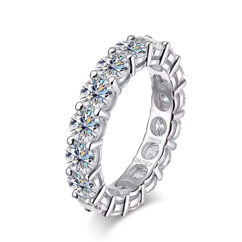 Moissanite Eternity Ring – 925 Silver, 18K Gold Plated, D Color - DB Diamonds