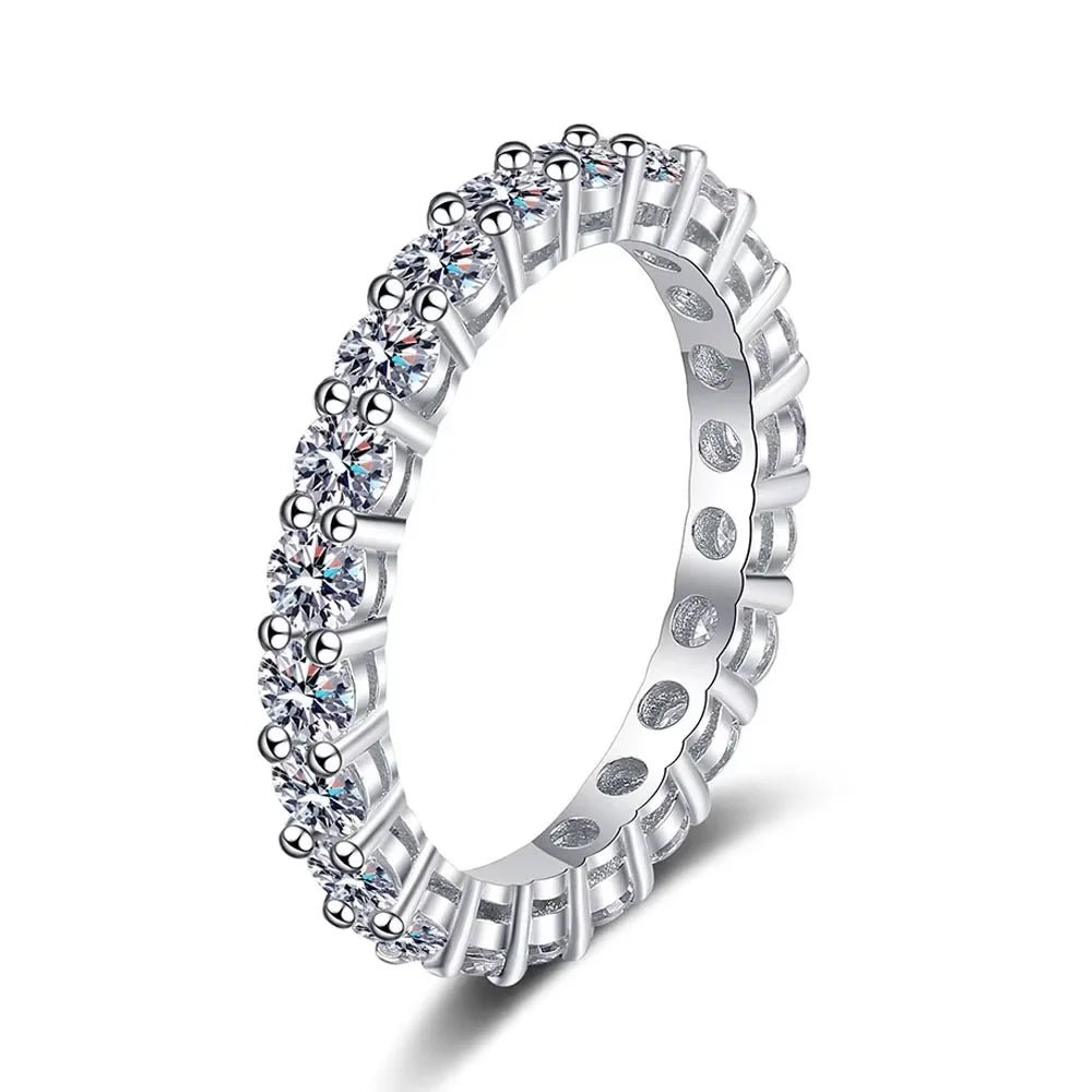 Moissanite Eternity Ring – 925 Silver, 18K Gold Plated, D Color - DB Diamonds