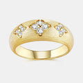 Moissanite Flower Wide Band Ring – 18K Gold Plated, 925 Silver - DB Diamonds