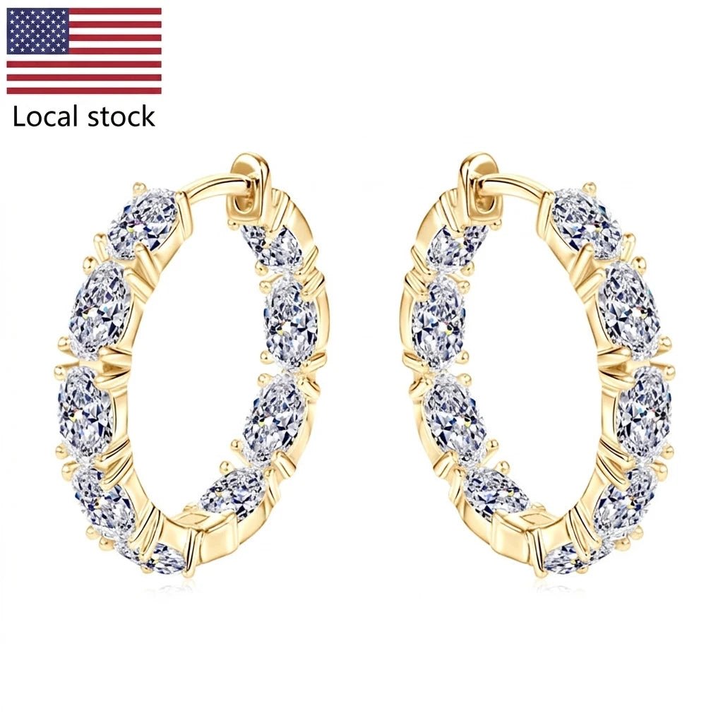 Moissanite Half-Hoop Earrings – 925 Sterling Silver, 3x5mm - DB Diamonds