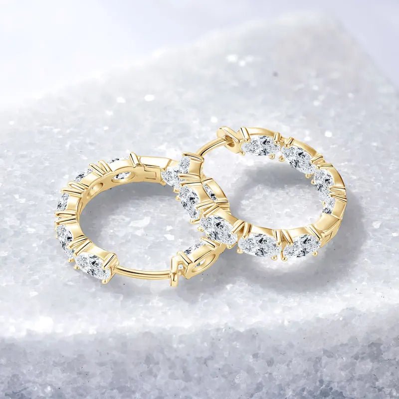Moissanite Half-Hoop Earrings – 925 Sterling Silver, 3x5mm - DB Diamonds