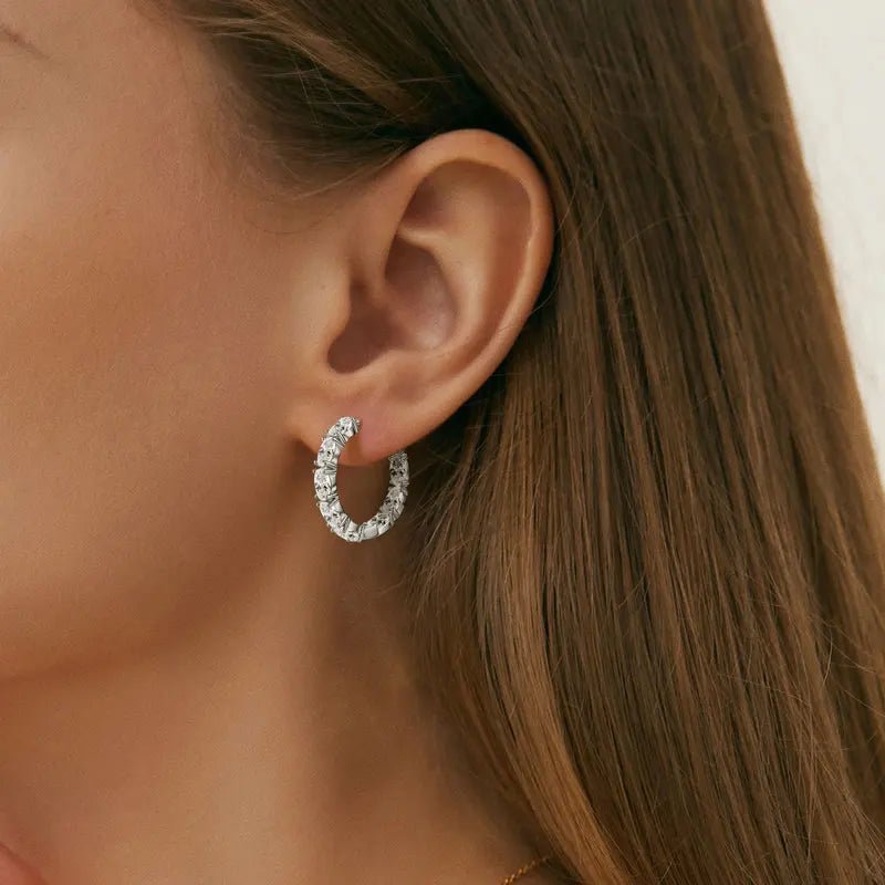 Moissanite Half-Hoop Earrings – 925 Sterling Silver, 3x5mm - DB Diamonds