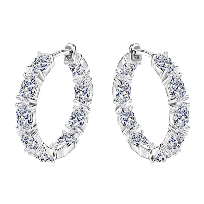 Moissanite Half-Hoop Earrings – 925 Sterling Silver, 3x5mm - DB Diamonds