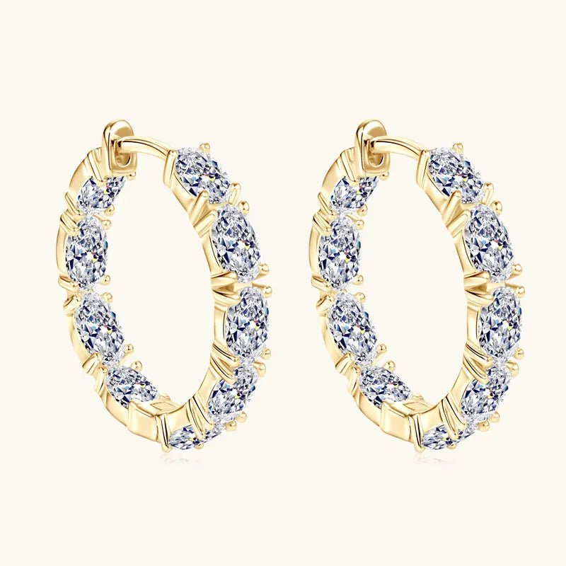 Moissanite Half-Hoop Earrings – 925 Sterling Silver, 3x5mm - DB Diamonds