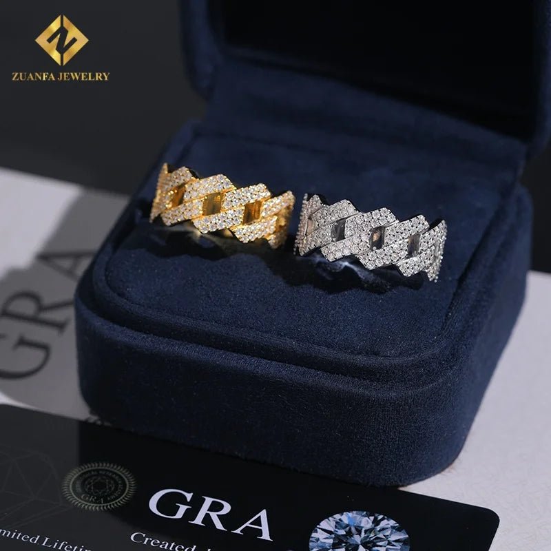 Moissanite Hip Hop Iced Out Ring – 925 Silver, GRA Certified - DB Diamonds