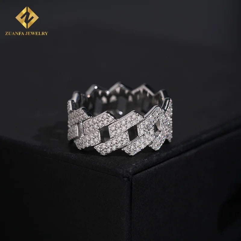 Moissanite Hip Hop Iced Out Ring – 925 Silver, GRA Certified - DB Diamonds