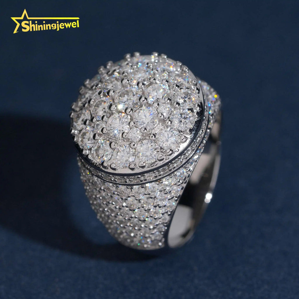 Moissanite Iced Out Cluster Ring – 925 Silver, Gold Plated - DB Diamonds