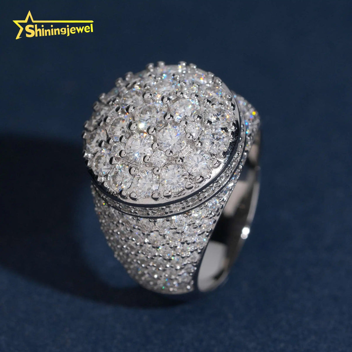 Moissanite Iced Out Cluster Ring – 925 Silver, Gold Plated - DB Diamonds