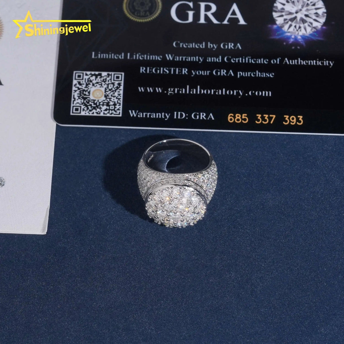 Moissanite Iced Out Cluster Ring – 925 Silver, Gold Plated - DB Diamonds
