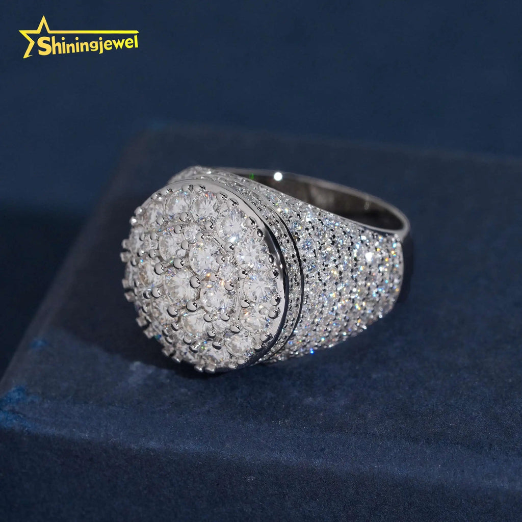 Moissanite Iced Out Cluster Ring – 925 Silver, Gold Plated - DB Diamonds