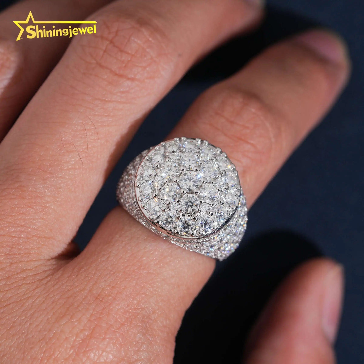 Moissanite Iced Out Cluster Ring – 925 Silver, Gold Plated - DB Diamonds