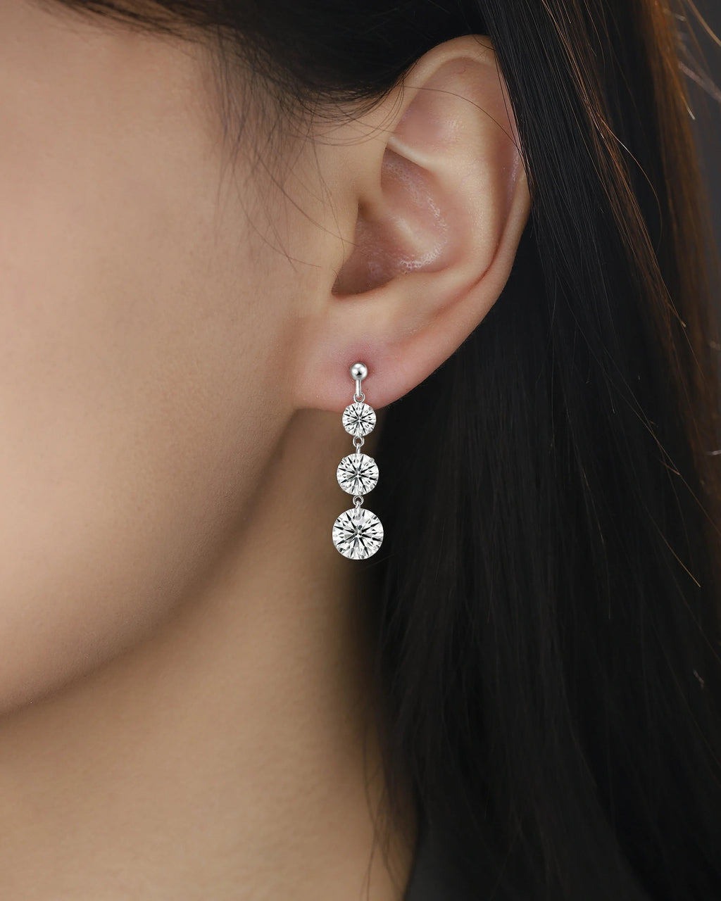 Moissanite Link Drop Earrings – 925 Sterling Silver - DB Diamonds