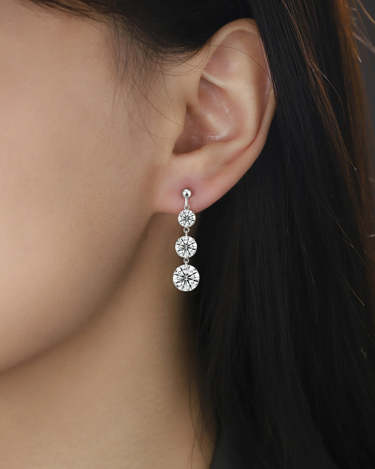 Moissanite Link Drop Earrings – 925 Sterling Silver - DB Diamonds