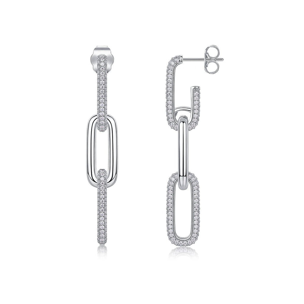 Moissanite Link Drop Earrings – 925 Sterling Silver - DB Diamonds