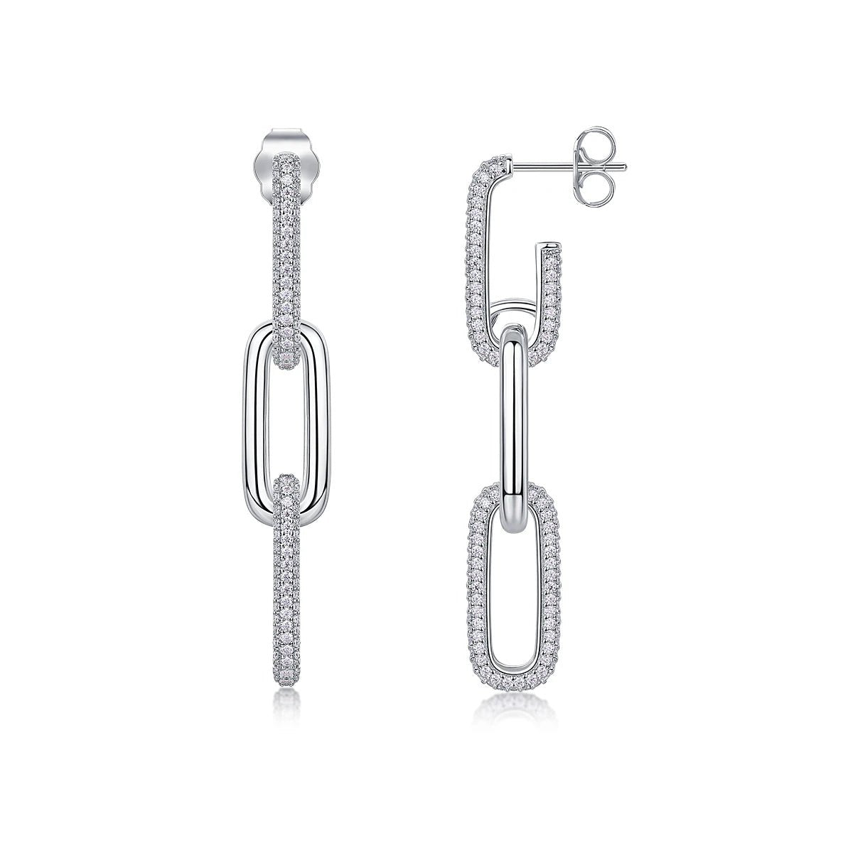 Moissanite Link Drop Earrings – 925 Sterling Silver - DB Diamonds