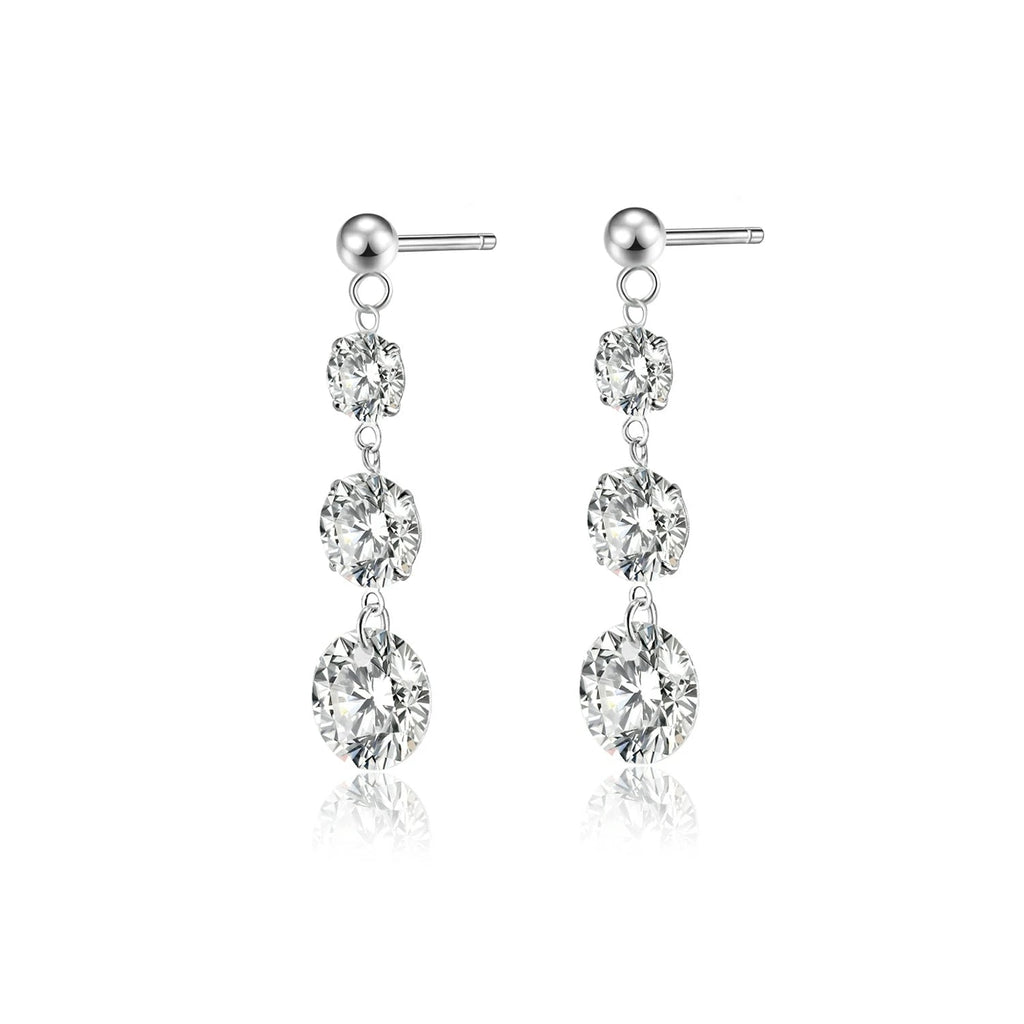 Moissanite Link Drop Earrings – 925 Sterling Silver - DB Diamonds