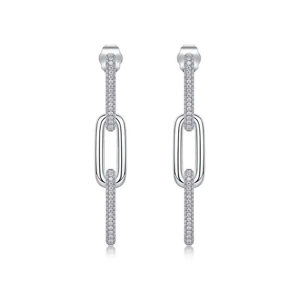 Moissanite Link Drop Earrings – 925 Sterling Silver - DB Diamonds