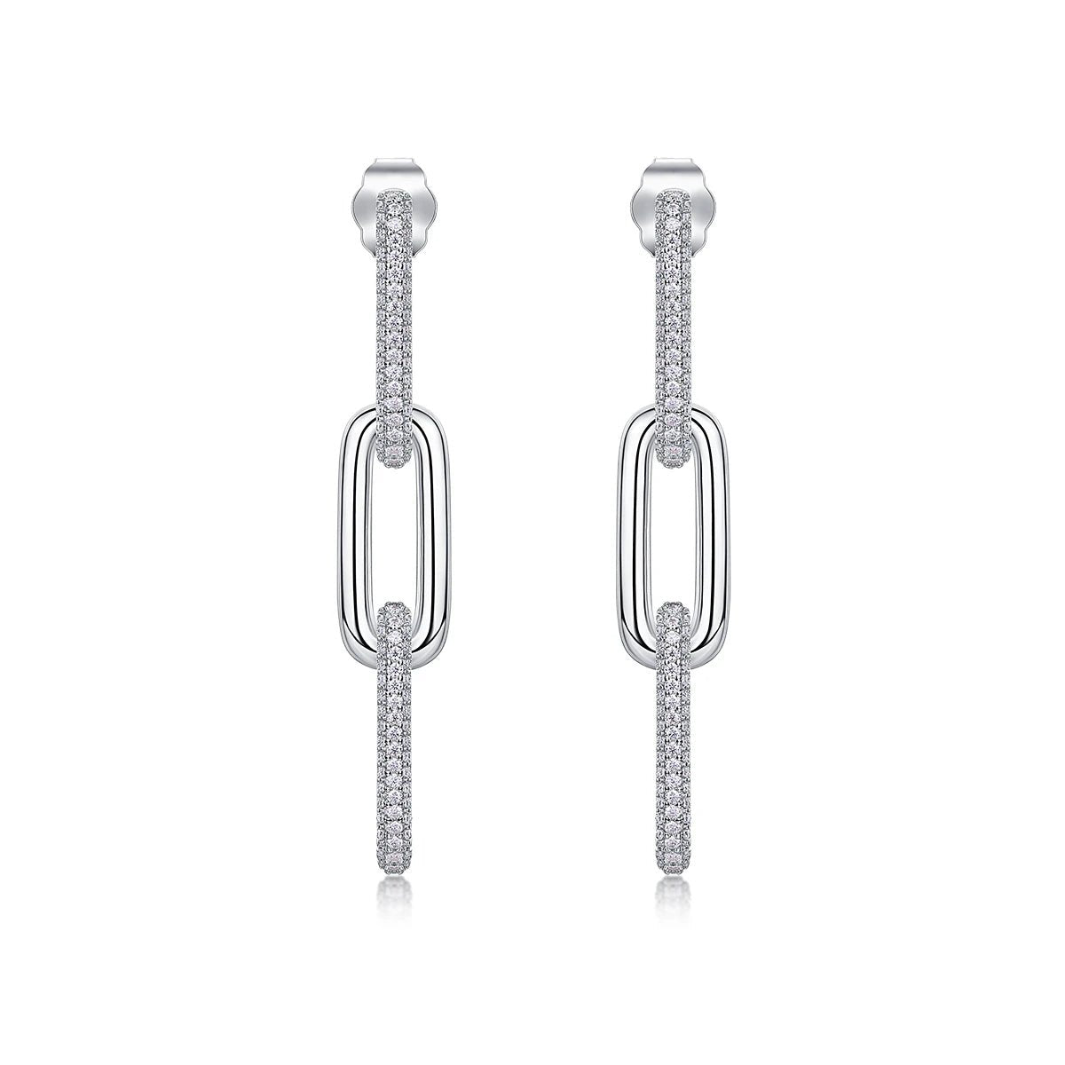 Moissanite Link Drop Earrings – 925 Sterling Silver - DB Diamonds