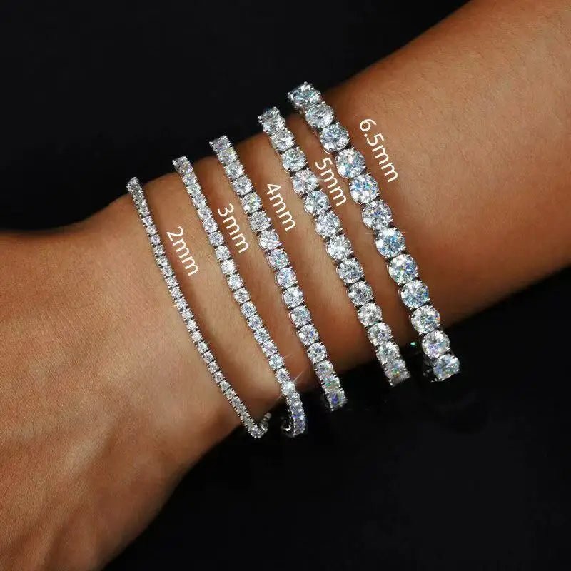 Moissanite Tennis Bracelet 2–6.5mm – 925 Silver, 18K Gold Toned - DB Diamonds