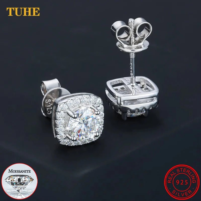Round Cut 1CT Moissanite Stud Earrings – 925 Sterling Silver - DB Diamonds