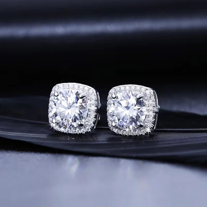 Round Cut 1CT Moissanite Stud Earrings – 925 Sterling Silver - DB Diamonds