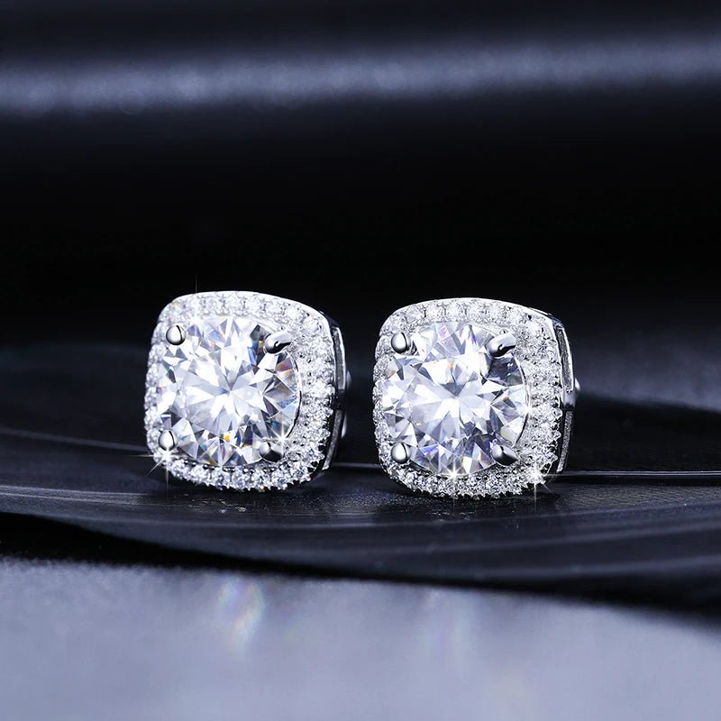 Round Cut 1CT Moissanite Stud Earrings – 925 Sterling Silver - DB Diamonds