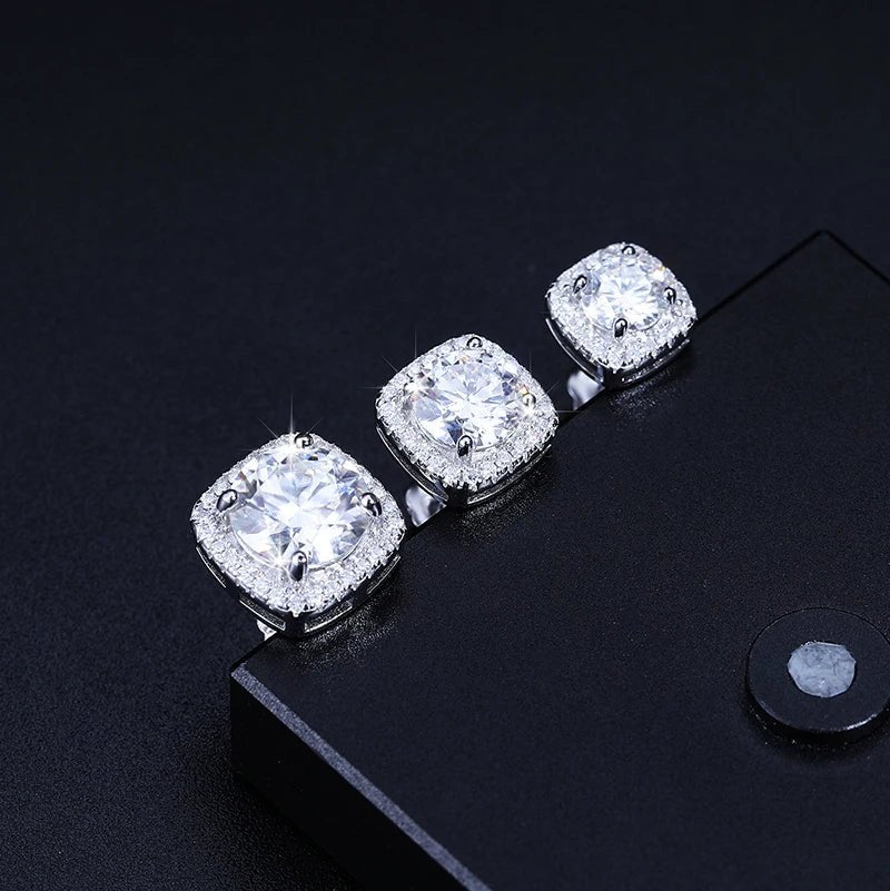 Round Cut 1CT Moissanite Stud Earrings – 925 Sterling Silver - DB Diamonds