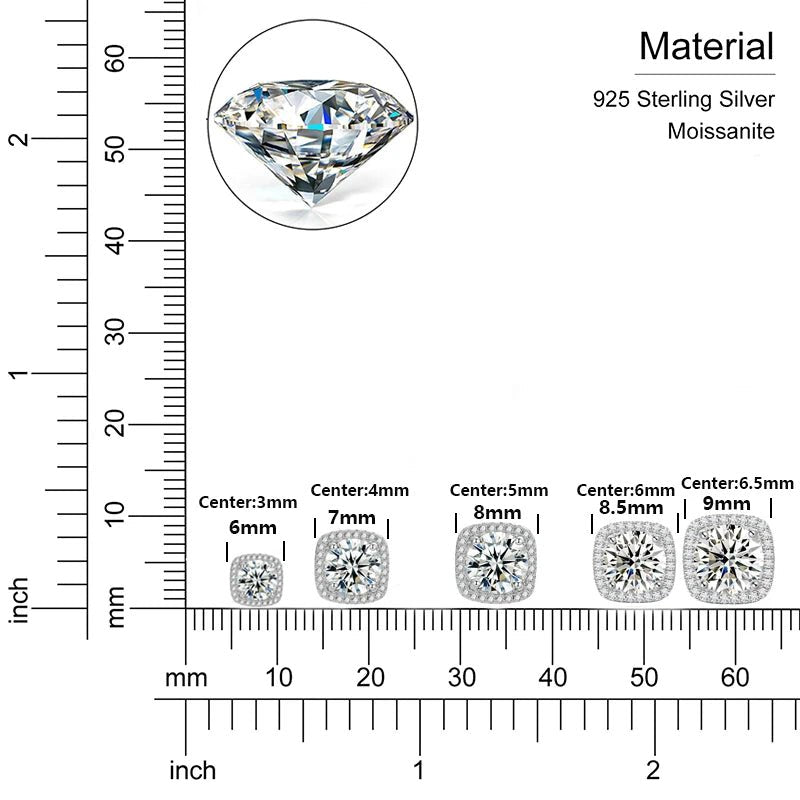 Round Cut 1CT Moissanite Stud Earrings – 925 Sterling Silver - DB Diamonds