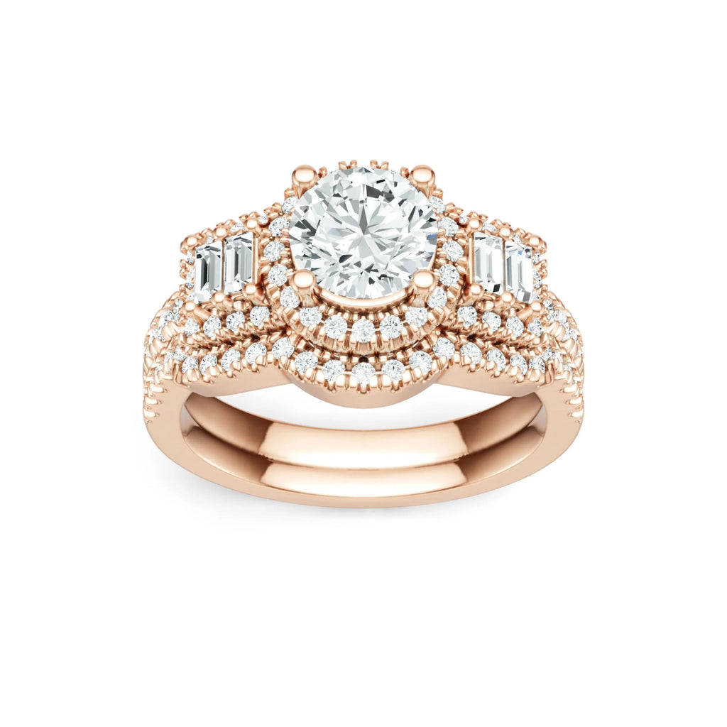 Round Cut Moissanite Halo Ring – 925 Sterling Silver - DB Diamonds