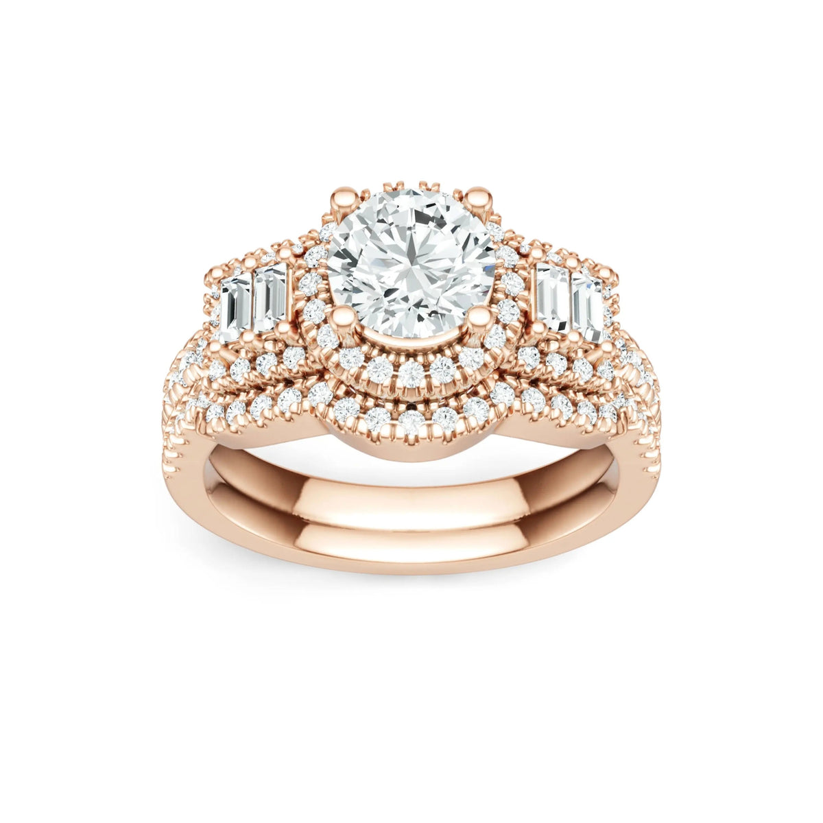 Round Cut Moissanite Halo Ring – 925 Sterling Silver - DB Diamonds