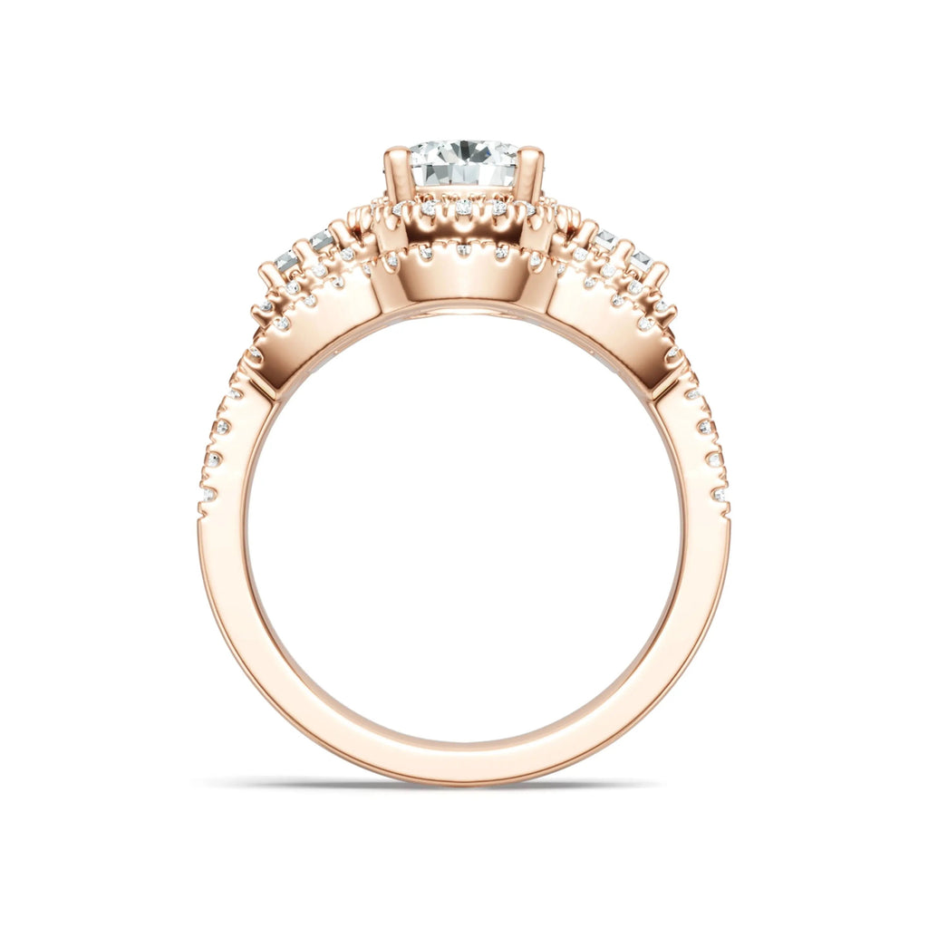 Round Cut Moissanite Halo Ring – 925 Sterling Silver - DB Diamonds