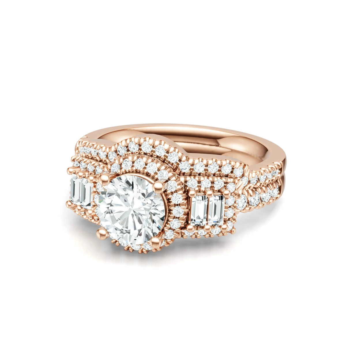 Round Cut Moissanite Halo Ring – 925 Sterling Silver - DB Diamonds