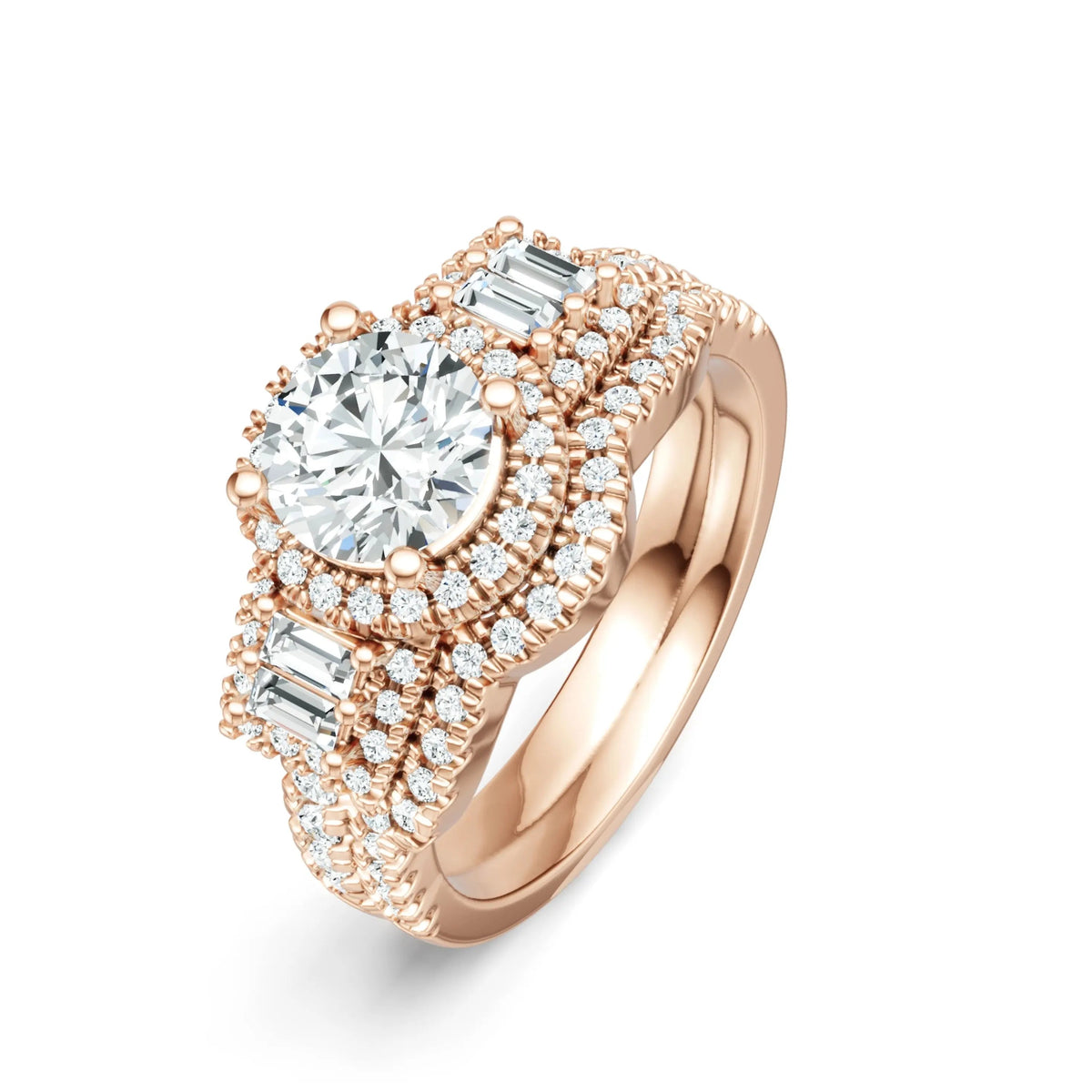Round Cut Moissanite Halo Ring – 925 Sterling Silver - DB Diamonds