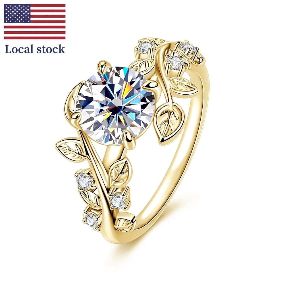 Twisted Leaf 2CT Moissanite Ring – 14K Gold-Filled - DB Diamonds