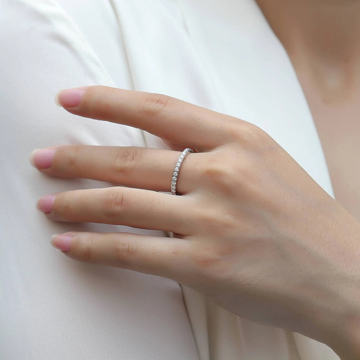VVS Moissanite Eternity Band Ring – 925 Sterling Silver - DB Diamonds