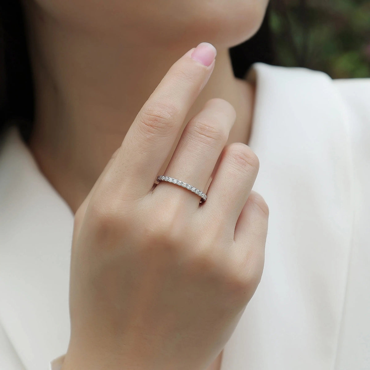 VVS Moissanite Eternity Band Ring – 925 Sterling Silver - DB Diamonds