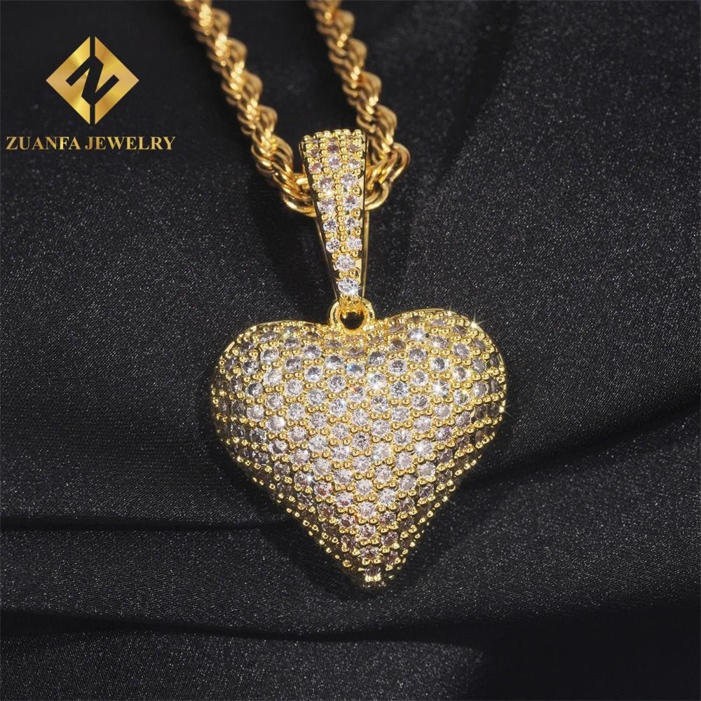 VVS Moissanite Iced Out Heart Pendant – 925 Sterling Silver - DB Diamonds