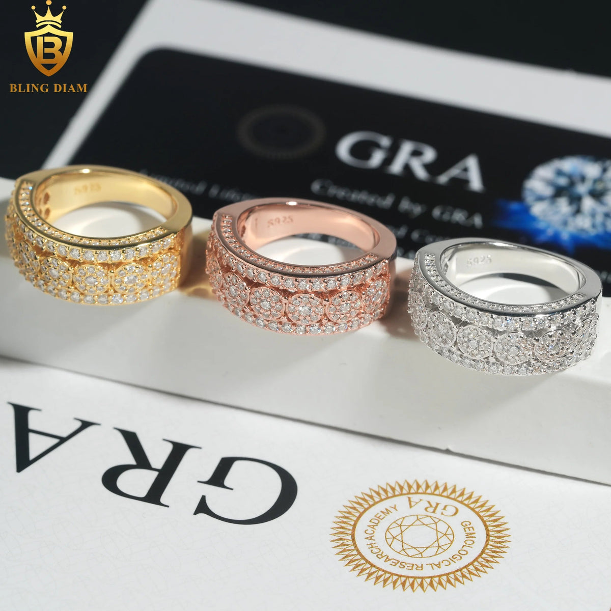 VVS Moissanite Iced Out Ring – 925 Silver, GRA Certified, Unisex - DB Diamonds