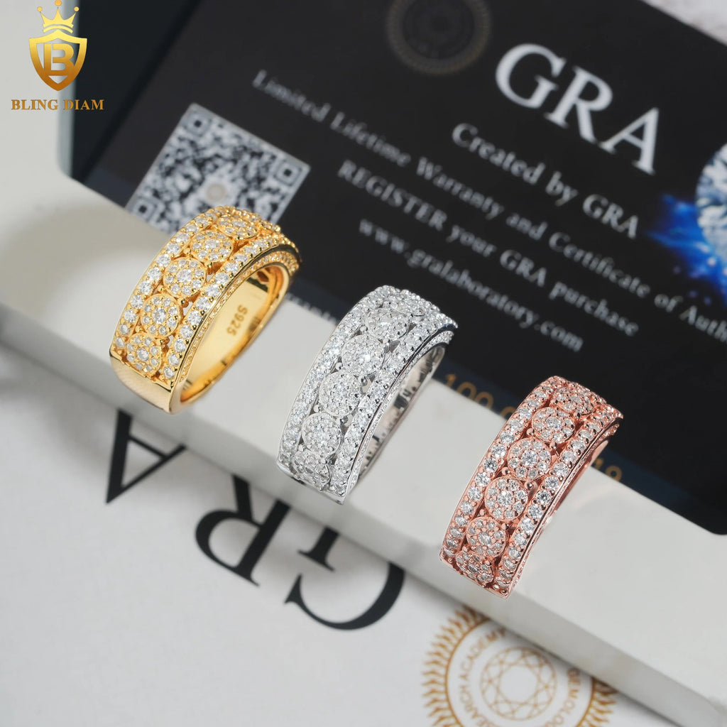 VVS Moissanite Iced Out Ring – 925 Silver, GRA Certified, Unisex - DB Diamonds
