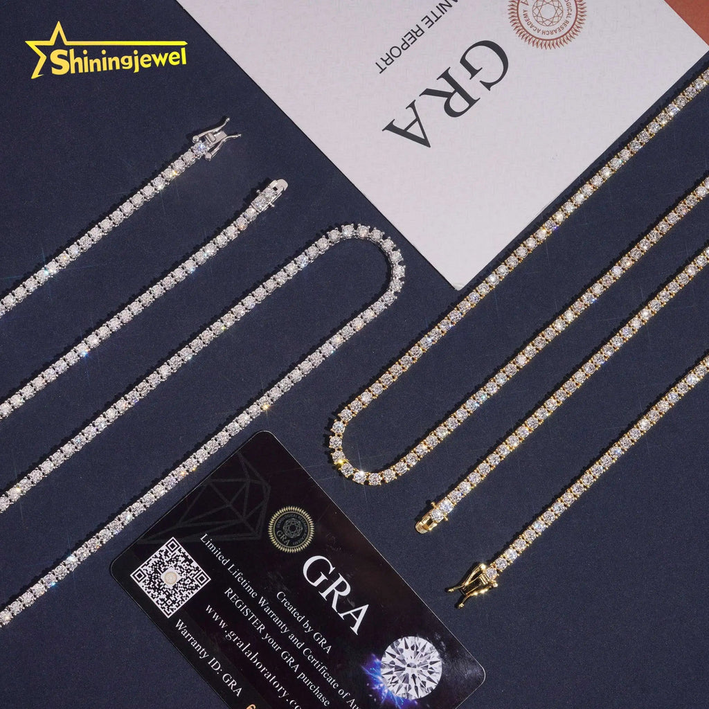 VVS Moissanite Iced Out Tennis Chain – 925 Silver, GRA Certified - DB Diamonds